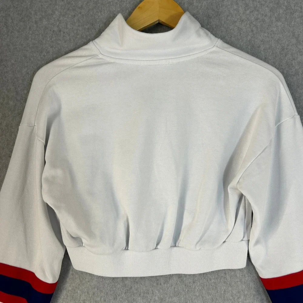 K-Swiss x‎ Forever 21 White 1/4 Zip Cropped Sweatshirt Striped Womens Size Small